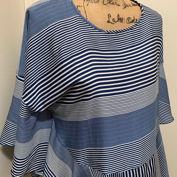 Banana Republic Blue Striped Lightweight Blouse M - Picture 2 of 8